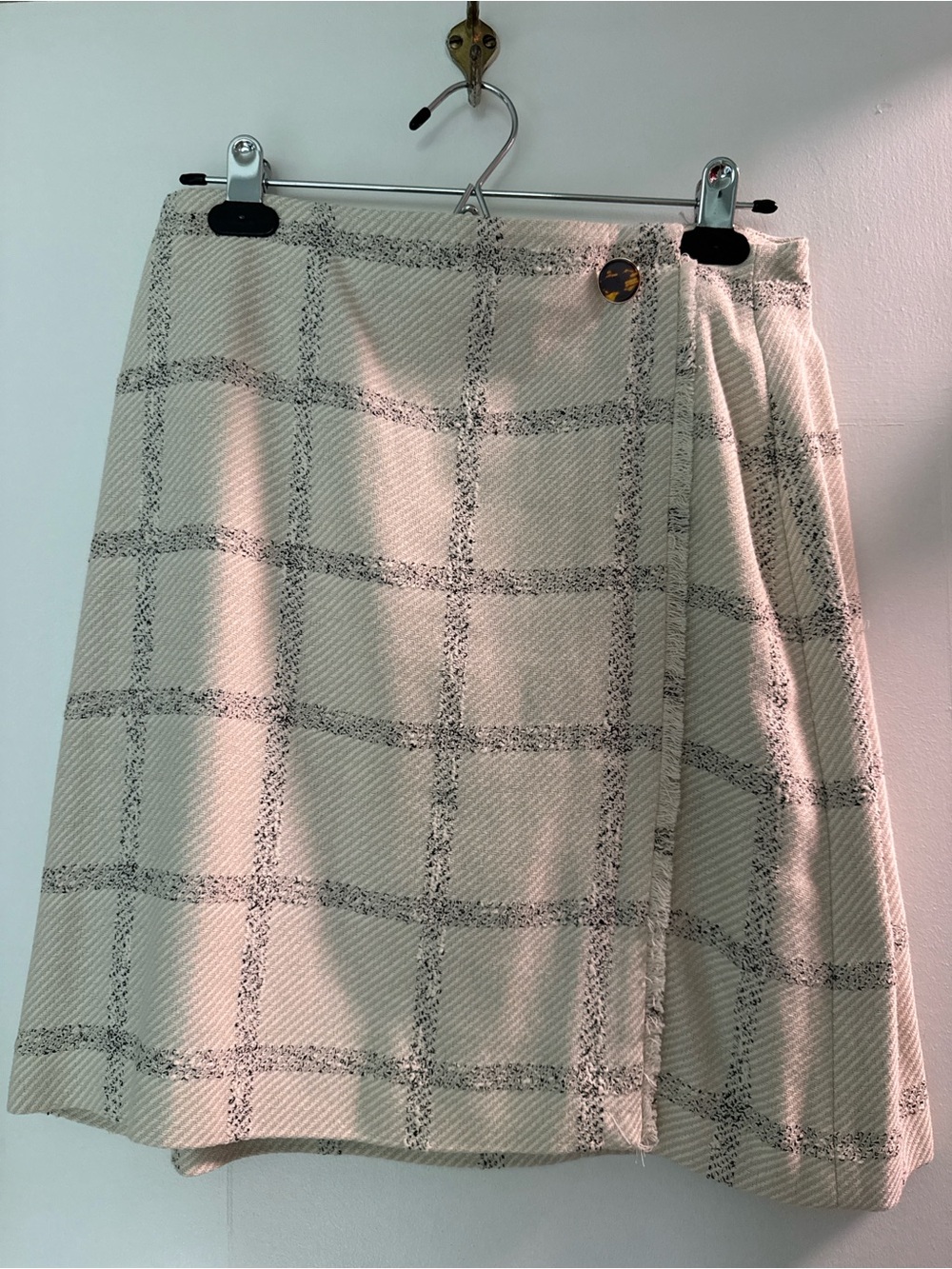 Ann Taylor Classic Cream Plaid FauxWrap Skirt - Women's